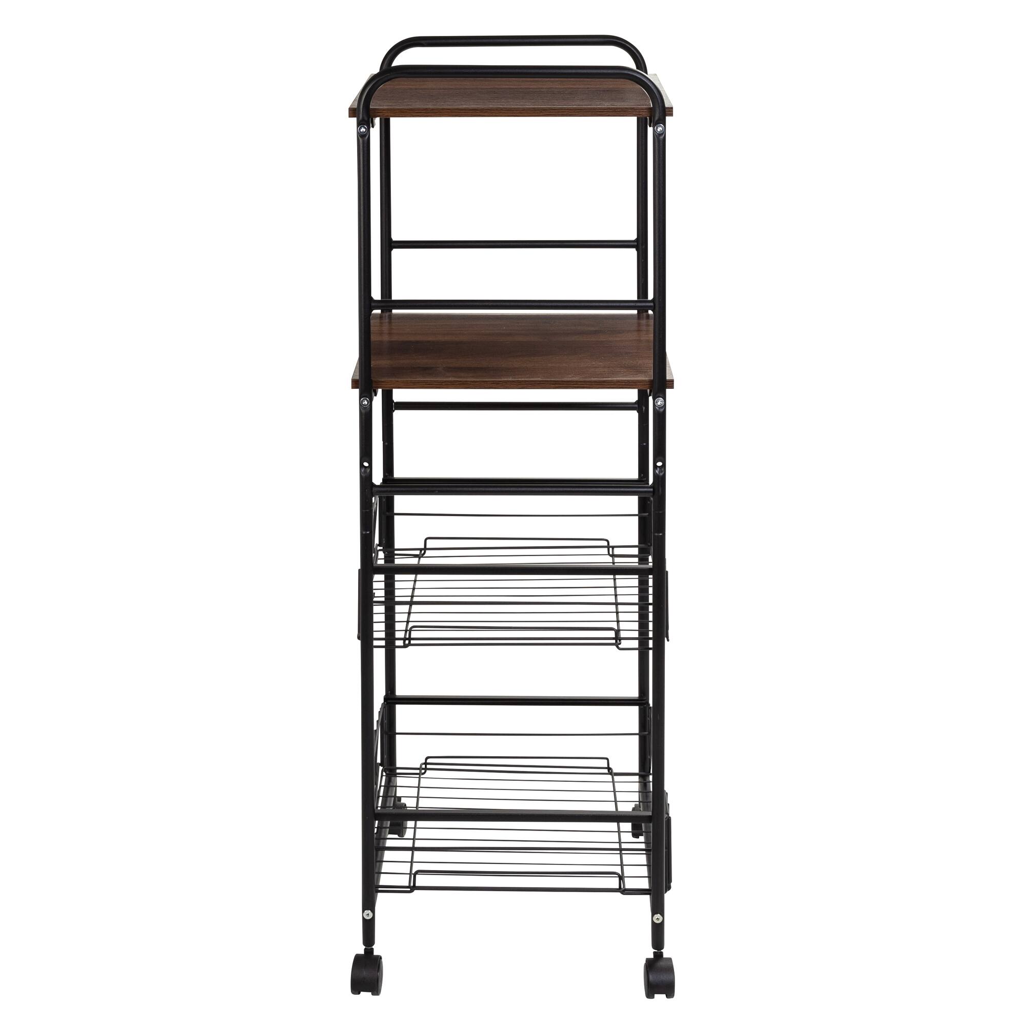 Honey Can Do Black 4-Tier Rolling Cart